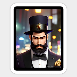 Groomed and Gallant: The Bearded Gentleman's Suave Persona Sticker